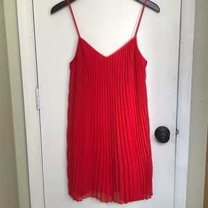 Red strappy pleated babydoll dress